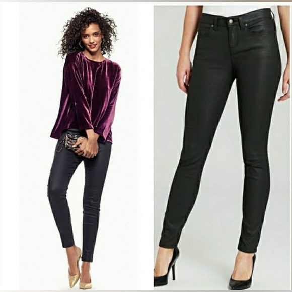 Eileen Fisher Denim - Eileen Fisher Black wax Coated Faux Leather jeans